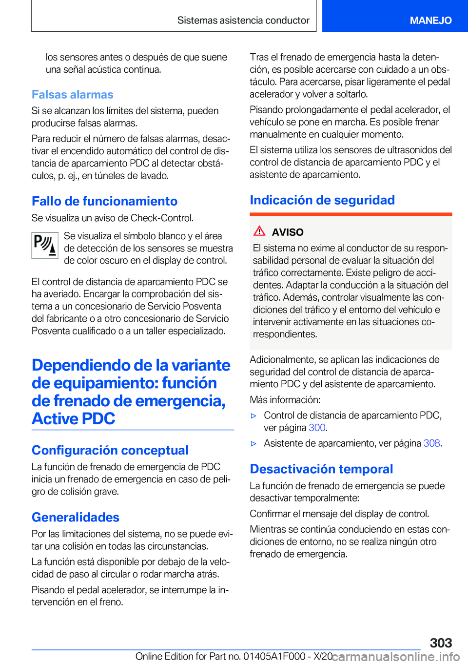 BMW X7 2021  Manuales de Empleo (in Spanish) �l�o�s��s�e�n�s�o�r�e�s��a�n�t�e�s��o��d�e�s�p�u�
