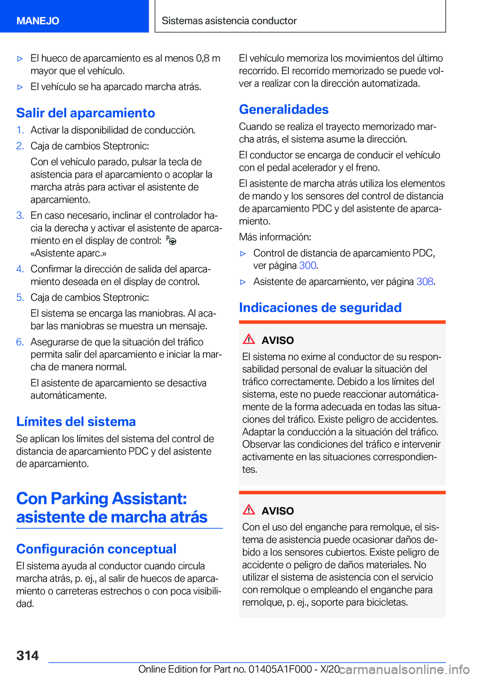 BMW X7 2021  Manuales de Empleo (in Spanish) x�E�l��h�u�e�c�o��d�e��a�p�a�r�c�a�m�i�e�n�t�o��e�s��a�l��m�e�n�o�s��0�,�8��m
�m�a�y�o�r��q�u�e��e�l��v�e�h�
