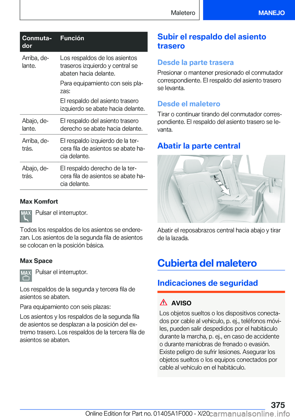 BMW X7 2021  Manuales de Empleo (in Spanish) �C�o�n�m�u�t�aj
�d�o�r�F�u�n�c�i�