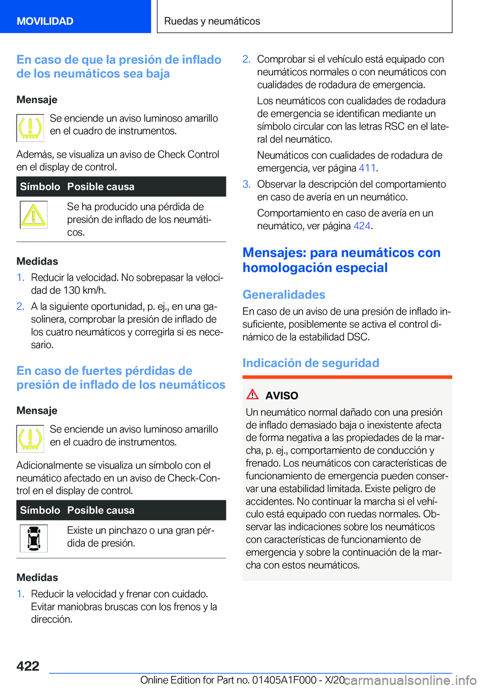 BMW X7 2021  Manuales de Empleo (in Spanish) �E�n��c�a�s�o��d�e��q�u�e��l�a��p�r�e�s�i�