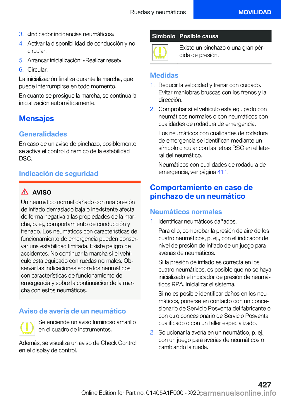 BMW X7 2021  Manuales de Empleo (in Spanish) �3�.�«�I�n�d�i�c�a�d�o�r��i�n�c�i�d�e�n�c�i�a�s��n�e�u�m�