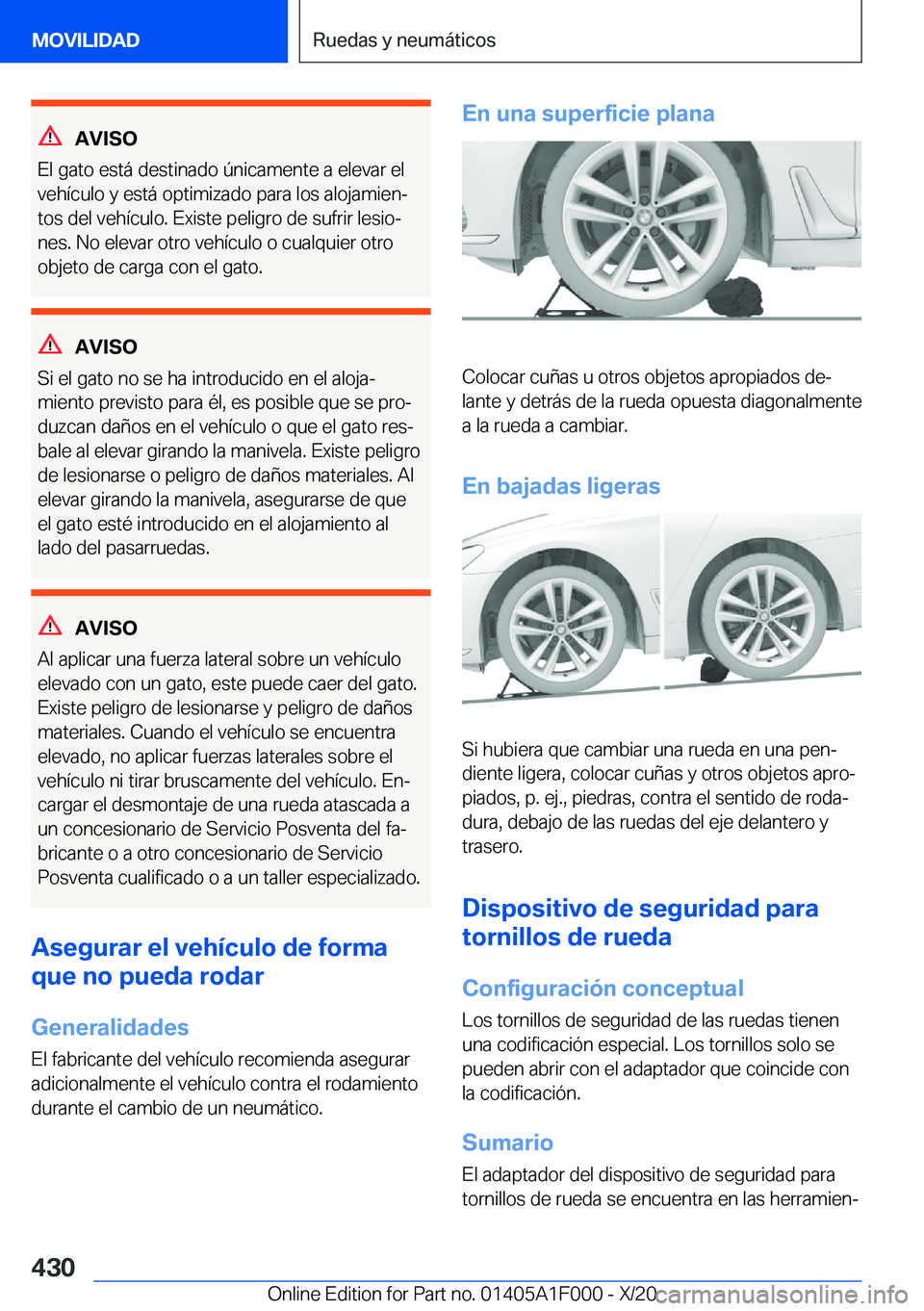 BMW X7 2021  Manuales de Empleo (in Spanish) �A�V�I�S�O
�E�l��g�a�t�o��e�s�t�