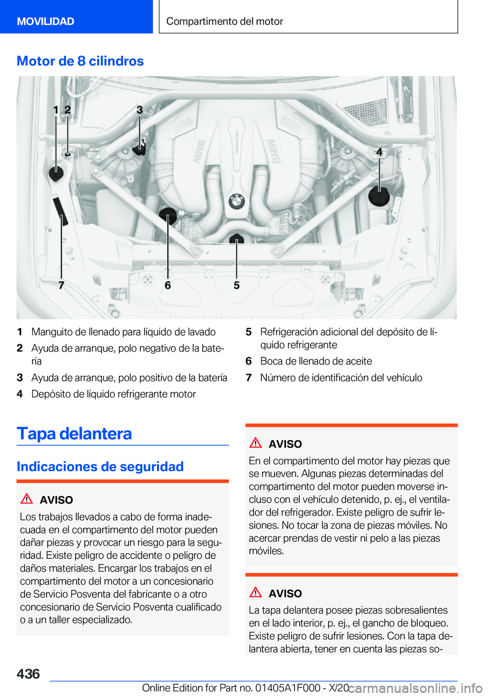 BMW X7 2021  Manuales de Empleo (in Spanish) �M�o�t�o�r��d�e��8��c�i�l�i�n�d�r�o�s�1�M�a�n�g�u�i�t�o��d�e��l�l�e�n�a�d�o��p�a�r�a��l�