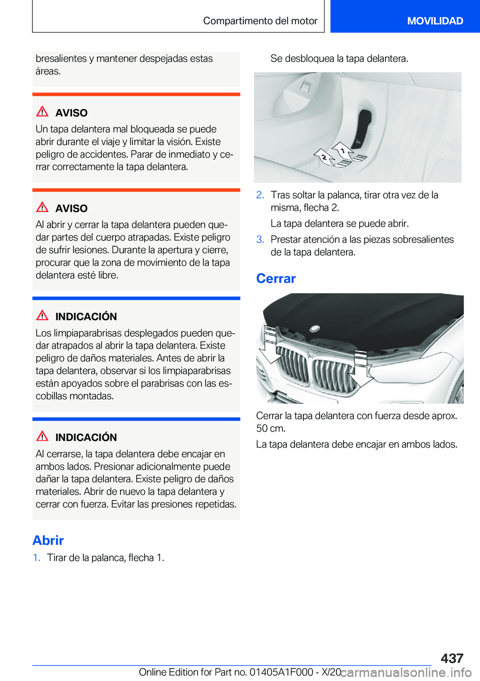 BMW X7 2021  Manuales de Empleo (in Spanish) �b�r�e�s�a�l�i�e�n�t�e�s��y��m�a�n�t�e�n�e�r��d�e�s�p�e�j�a�d�a�s��e�s�t�a�s�