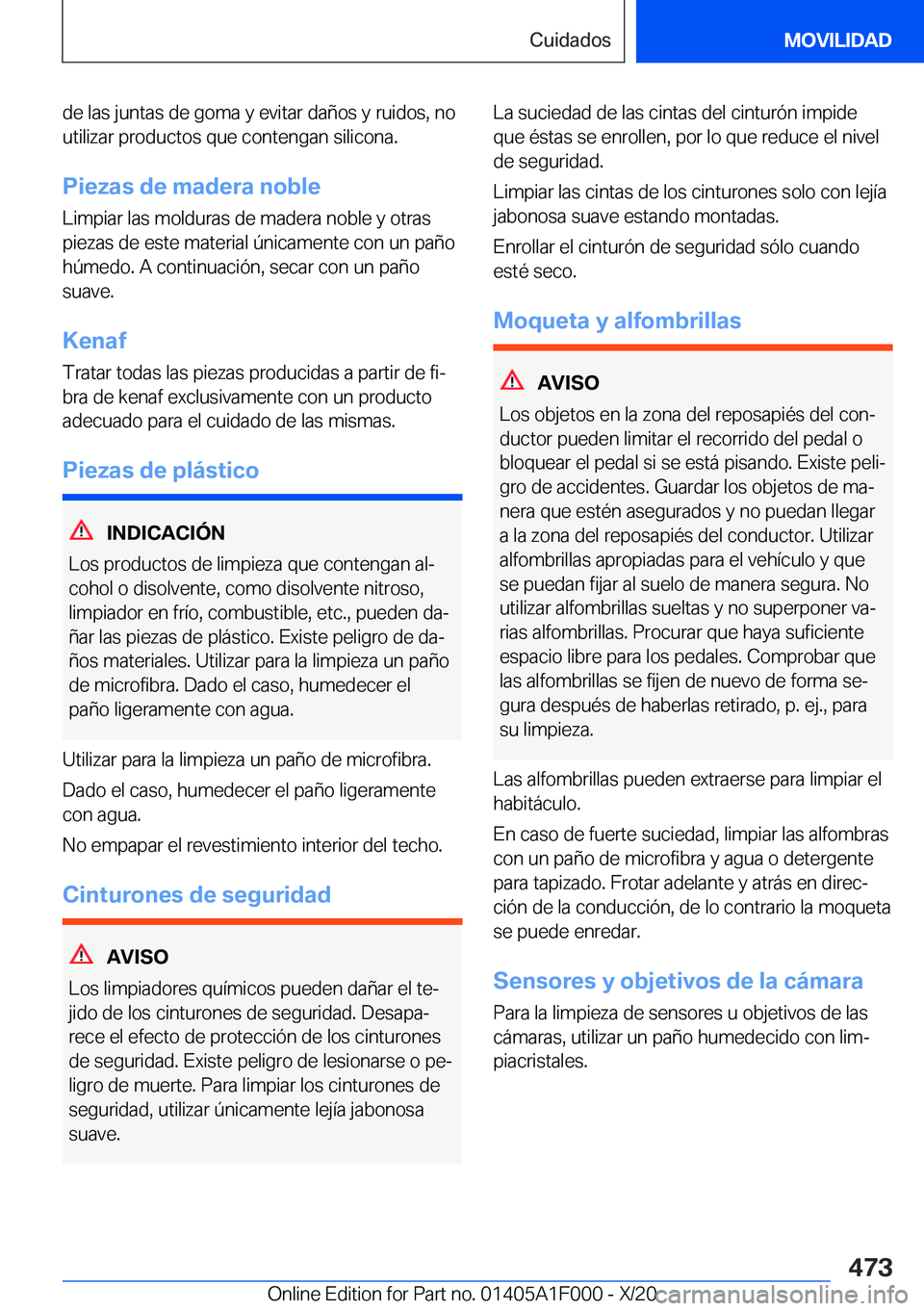 BMW X7 2021  Manuales de Empleo (in Spanish) �d�e��l�a�s��j�u�n�t�a�s��d�e��g�o�m�a��y��e�v�i�t�a�r��d�a�