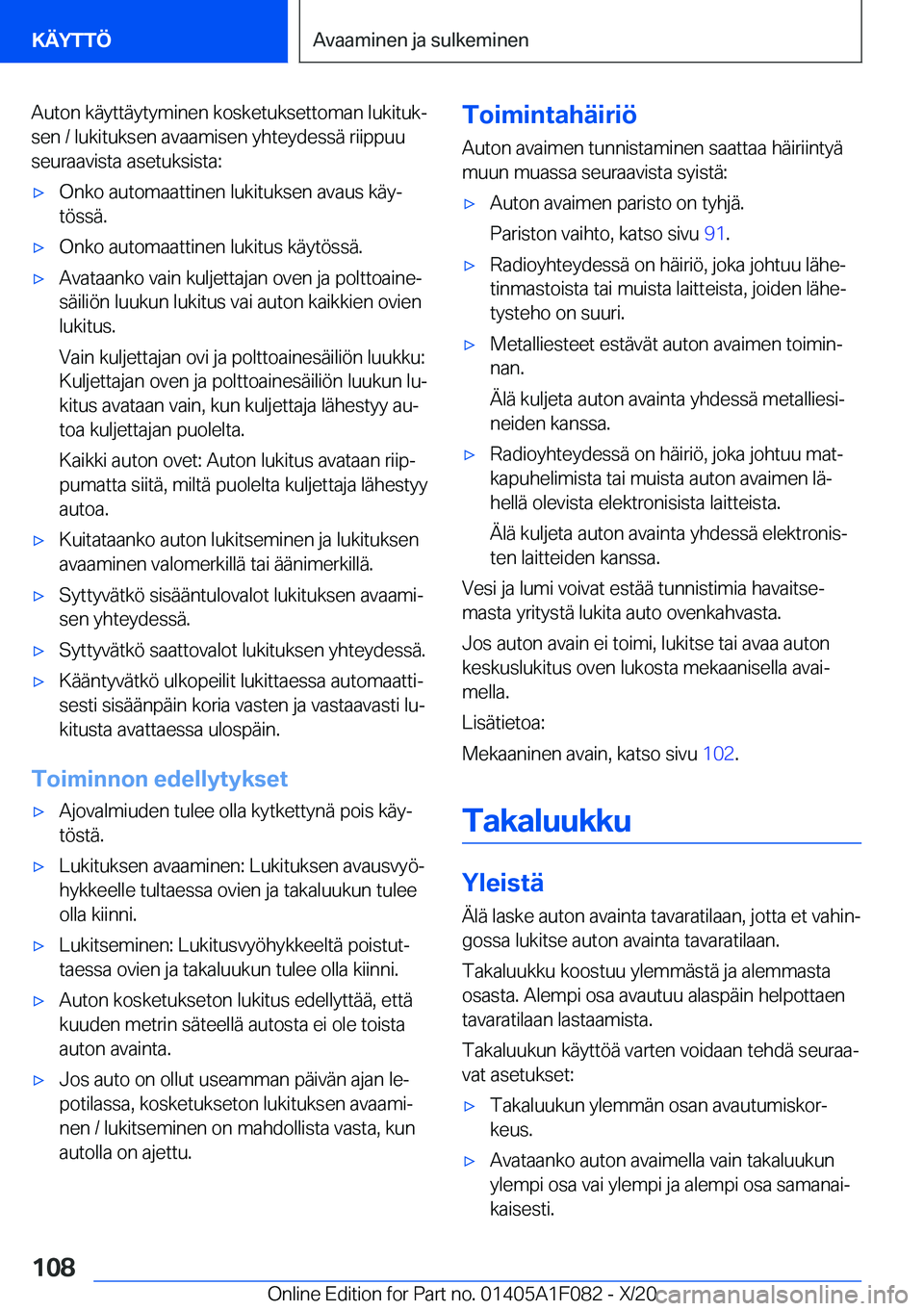 BMW X7 2021  Omistajan Käsikirja (in Finnish) �A�u�t�o�n��k�