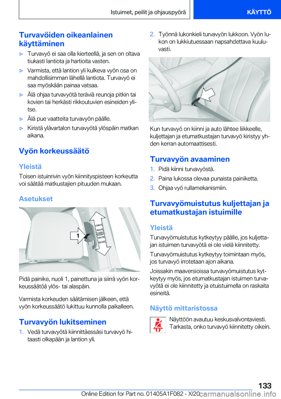 BMW X7 2021  Omistajan Käsikirja (in Finnish) �T�u�r�v�a�v�