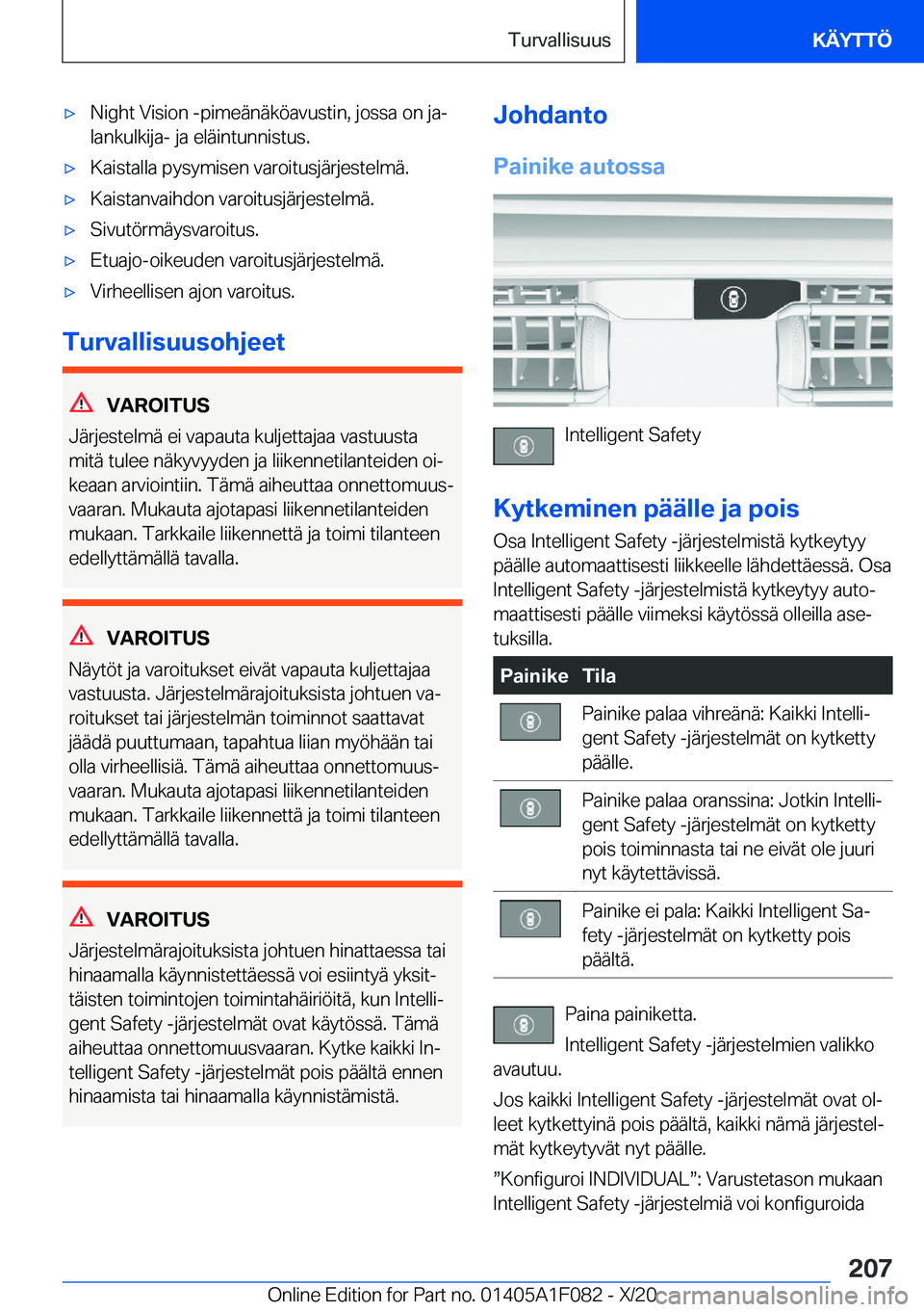 BMW X7 2021  Omistajan Käsikirja (in Finnish) 'x�N�i�g�h�t��V�i�s�i�o�n��-�p�i�m�e�