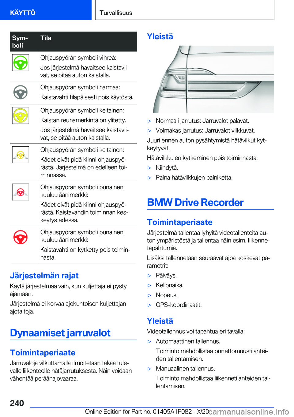 BMW X7 2021  Omistajan Käsikirja (in Finnish) �S�y�mj
�b�o�l�i�T�i�l�a�O�h�j�a�u�s�p�y�