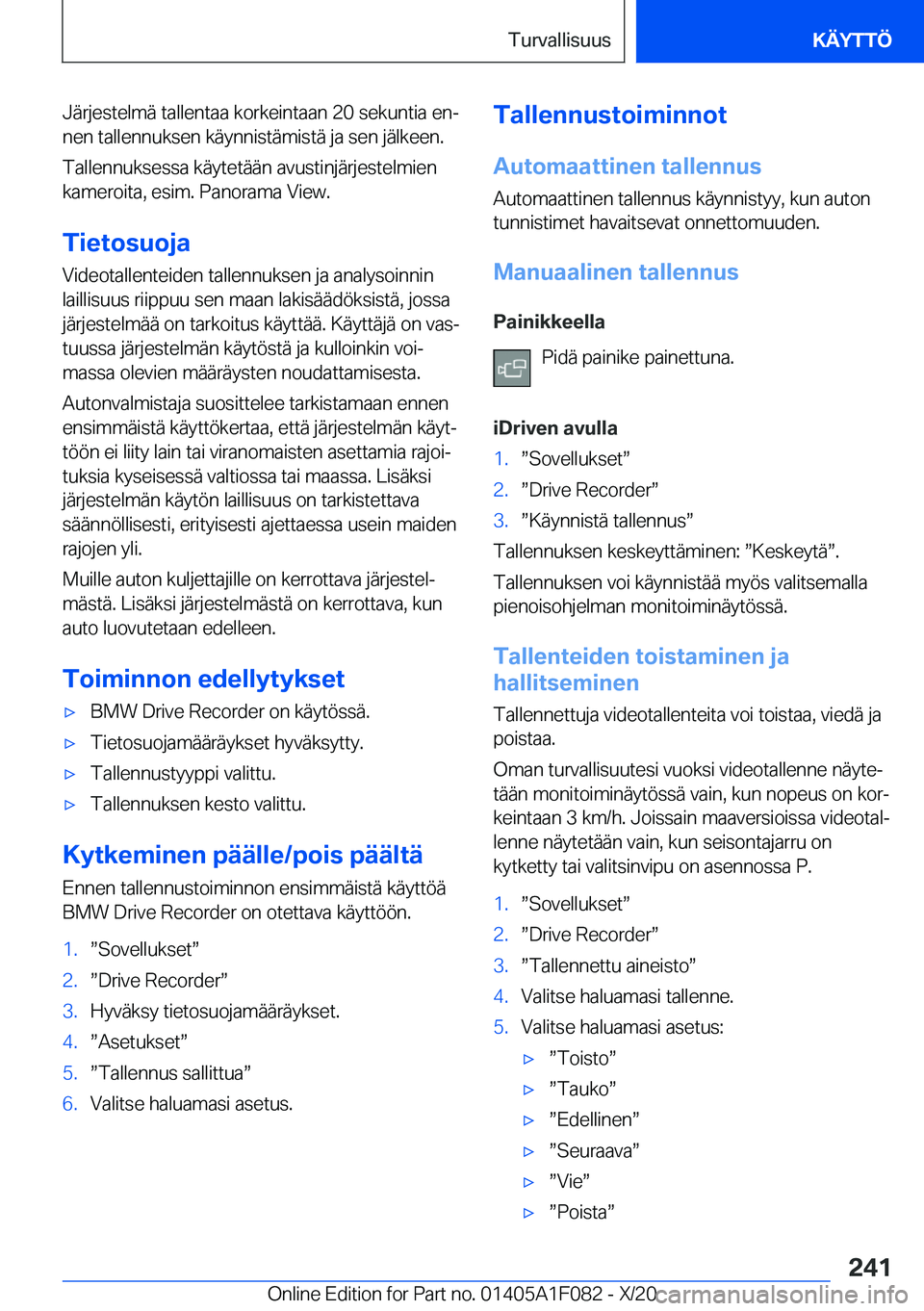 BMW X7 2021  Omistajan Käsikirja (in Finnish) �J�