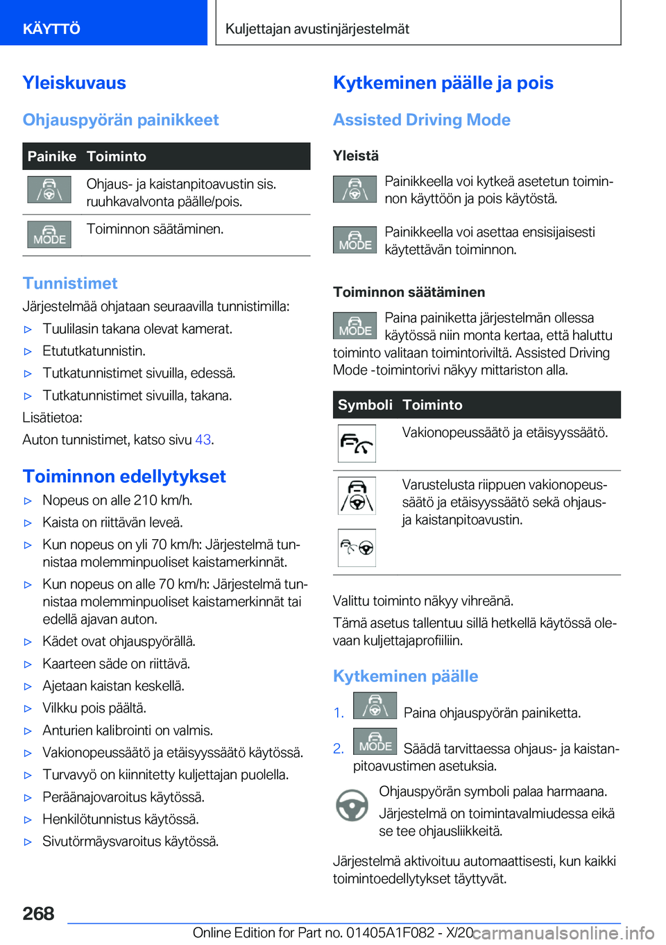 BMW X7 2021  Omistajan Käsikirja (in Finnish) �Y�l�e�i�s�k�u�v�a�u�s
�O�h�j�a�u�s�p�y�