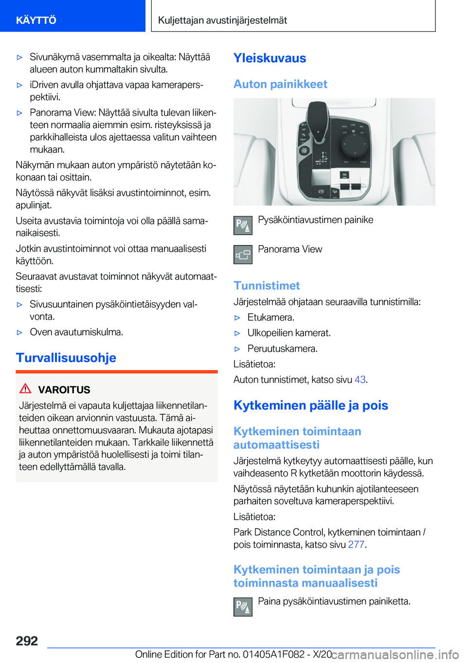 BMW X7 2021  Omistajan Käsikirja (in Finnish) 'x�S�i�v�u�n�