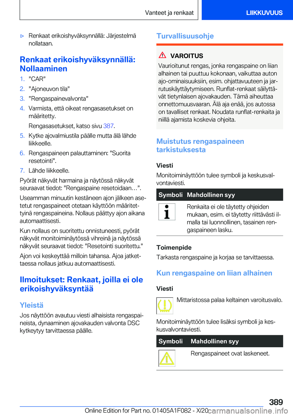 BMW X7 2021  Omistajan Käsikirja (in Finnish) 'x�R�e�n�k�a�a�t��e�r�i�k�o�i�s�h�y�v�