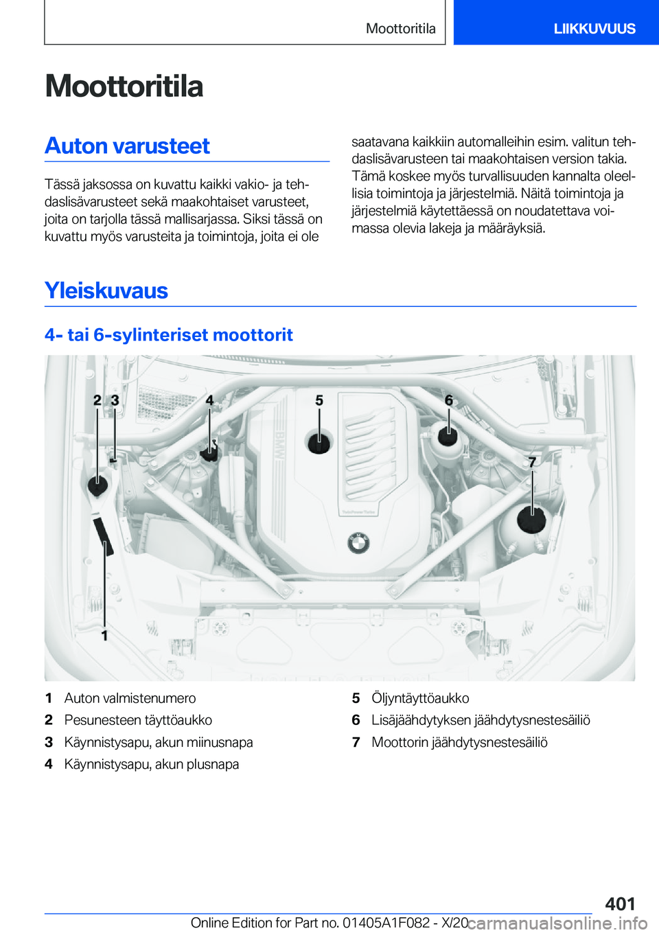 BMW X7 2021  Omistajan Käsikirja (in Finnish) �M�o�o�t�t�o�r�i�t�i�l�a�A�u�t�o�n��v�a�r�u�s�t�e�e�t
�T�