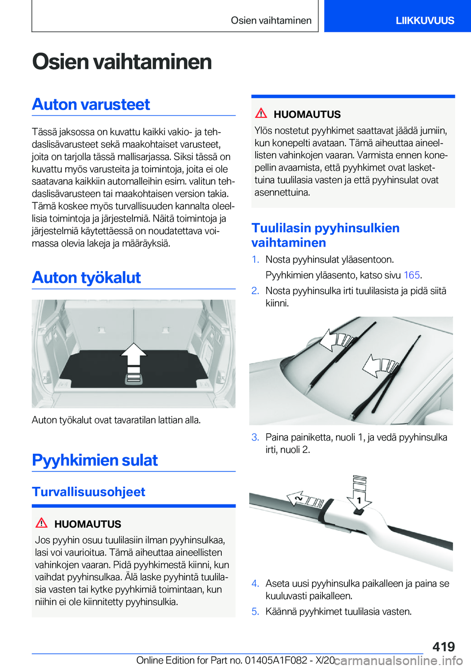 BMW X7 2021  Omistajan Käsikirja (in Finnish) �O�s�i�e�n��v�a�i�h�t�a�m�i�n�e�n�A�u�t�o�n��v�a�r�u�s�t�e�e�t
�T�