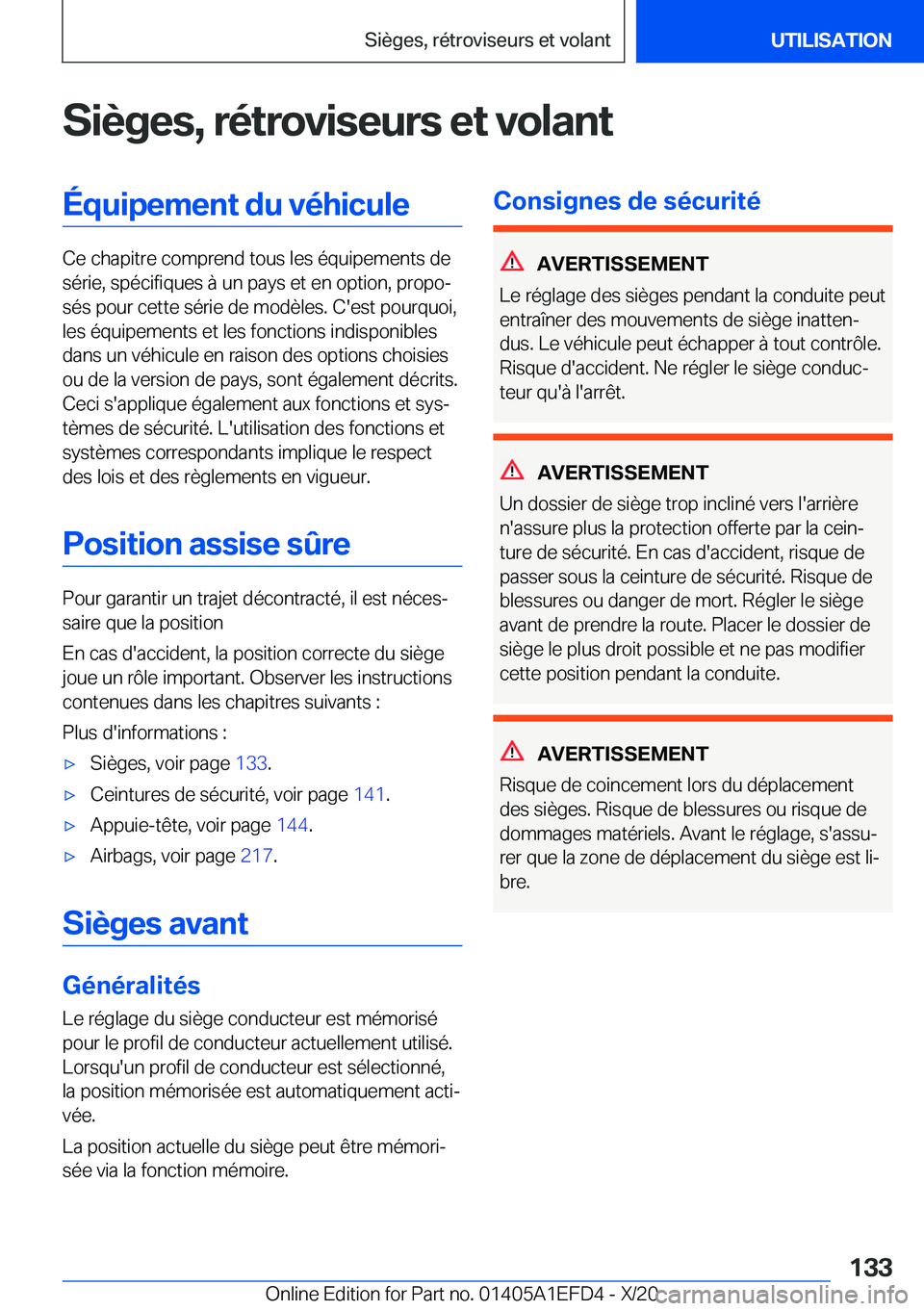 BMW X7 2021  Notices Demploi (in French) �S�i�è�g�e�s�,��r�é�t�r�o�v�i�s�e�u�r�s��e�t��v�o�l�a�n�t�