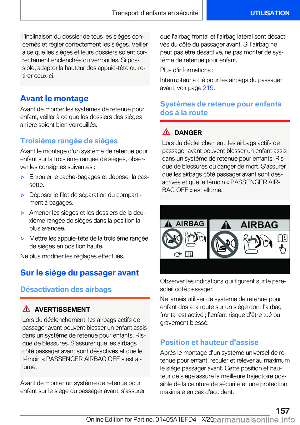 BMW X7 2021  Notices Demploi (in French) �l�'�i�n�c�l�i�n�a�i�s�o�n��d�u��d�o�s�s�i�e�r��d�e��t�o�u�s��l�e�s��s�i�è�g�e�s��c�o�nj�c�e�r�n�é�s��e�t��r�é�g�l�e�r��c�o�r�r�e�c�t�e�m�e�n�t��l�e�s��s�i�è�g�e�s�.��V�e�i�l�l�e