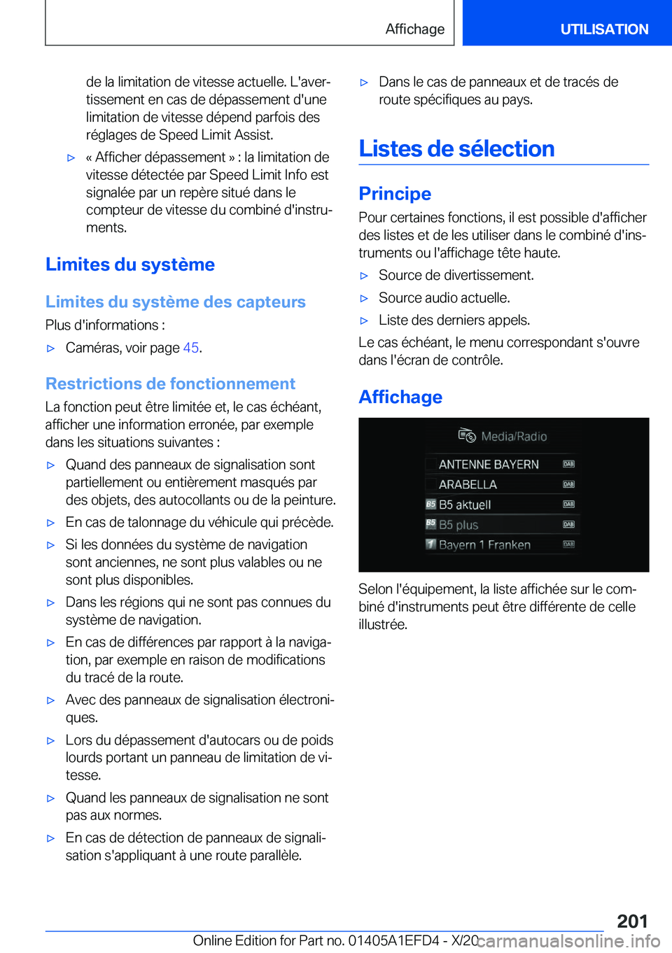 BMW X7 2021  Notices Demploi (in French) �d�e��l�a��l�i�m�i�t�a�t�i�o�n��d�e��v�i�t�e�s�s�e��a�c�t�u�e�l�l�e�.��L�'�a�v�e�rj�t�i�s�s�e�m�e�n�t��e�n��c�a�s��d�e��d�é�p�a�s�s�e�m�e�n�t��d�'�u�n�e
�l�i�m�i�t�a�t�i�o�n��d�e