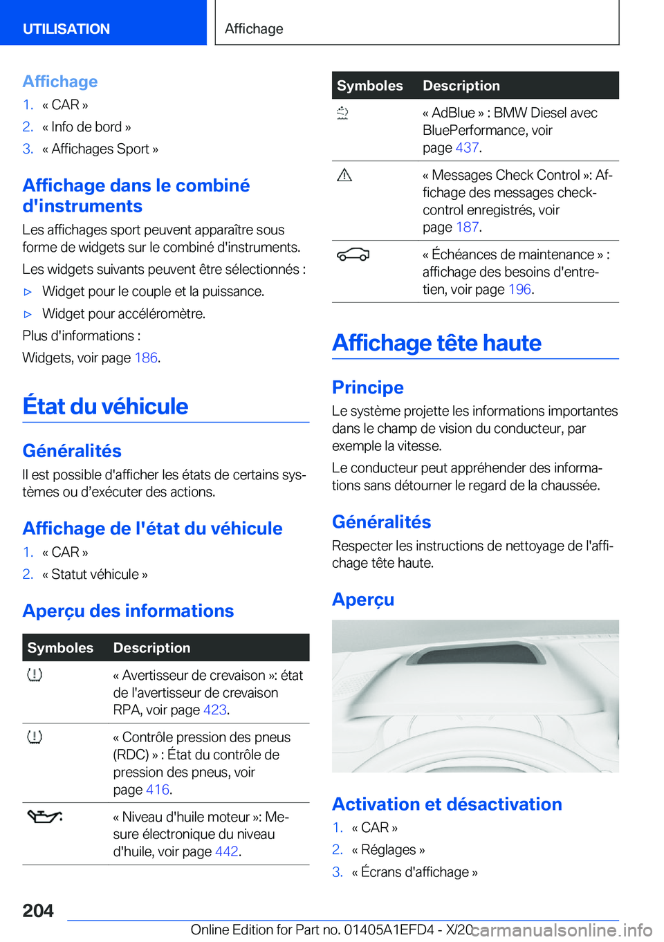 BMW X7 2021  Notices Demploi (in French) �A�f�f�i�c�h�a�g�e�1�.�k��C�A�R��{�2�.�k��I�n�f�o��d�e��b�o�r�d��{�3�.�k��A�f�f�i�c�h�a�g�e�s��S�p�o�r�t��{
�A�f�f�i�c�h�a�g�e��d�a�n�s��l�e��c�o�m�b�i�n�é
�d�'�i�n�s�t�r�u�m�e�n�t�s
