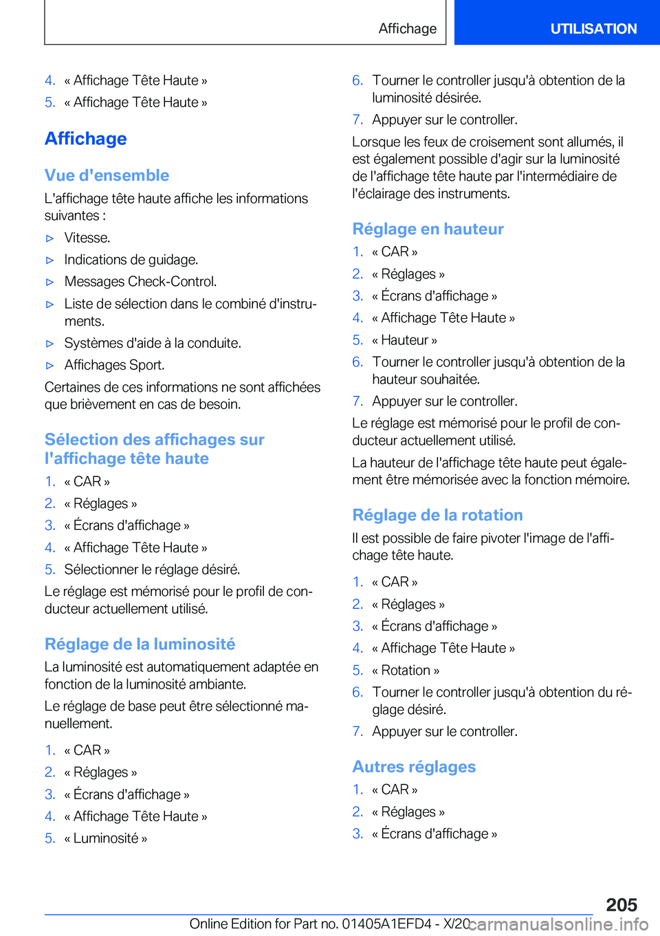 BMW X7 2021  Notices Demploi (in French) �4�.�k��A�f�f�i�c�h�a�g�e��T�ê�t�e��H�a�u�t�e��{�5�.�k��A�f�f�i�c�h�a�g�e��T�ê�t�e��H�a�u�t�e��{
�A�f�f�i�c�h�a�g�e
�V�u�e��d�'�e�n�s�e�m�b�l�e �L�'�a�f�f�i�c�h�a�g�e��t�ê�t�e��h