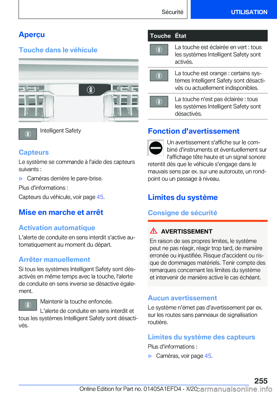 BMW X7 2021  Notices Demploi (in French) �A�p�e�r�ç�u
�T�o�u�c�h�e��d�a�n�s��l�e��v�é�h�i�c�u�l�e
�I�n�t�e�l�l�i�g�e�n�t��S�a�f�e�t�y
�C�a�p�t�e�u�r�s
�L�e��s�y�s�t�è�m�e��s�e��c�o�m�m�a�n�d�e��