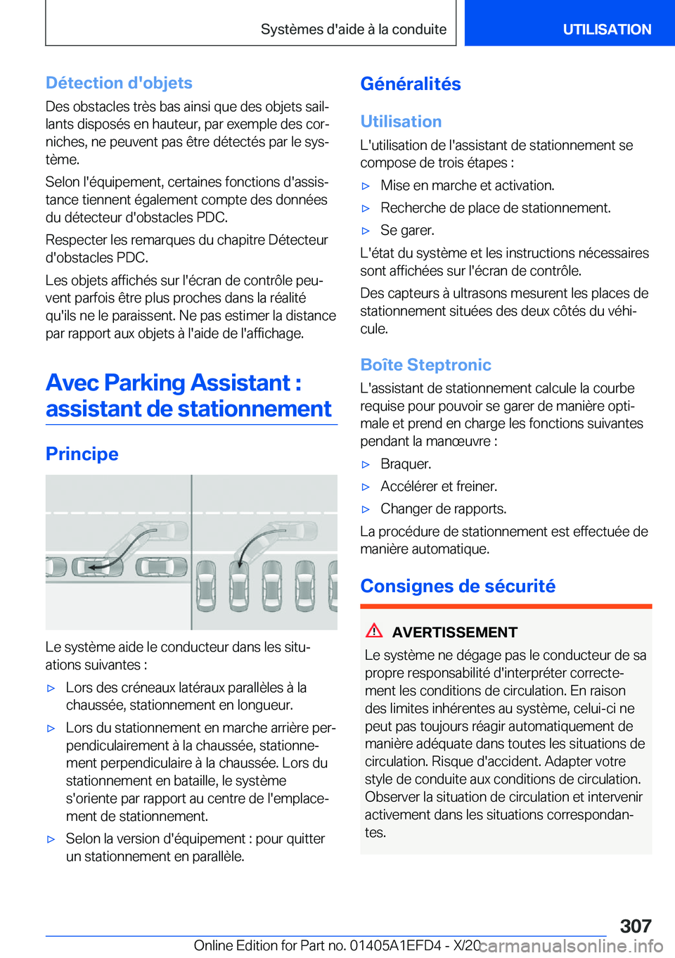 BMW X7 2021  Notices Demploi (in French) �D�é�t�e�c�t�i�o�n��d�'�o�b�j�e�t�s
�D�e�s��o�b�s�t�a�c�l�e�s��t�r�è�s��b�a�s��a�i�n�s�i��q�u�e��d�e�s��o�b�j�e�t�s��s�a�i�lj
�l�a�n�t�s��d�i�s�p�o�s�é�s��e�n��h�a�u�t�e�u�r�,��p�