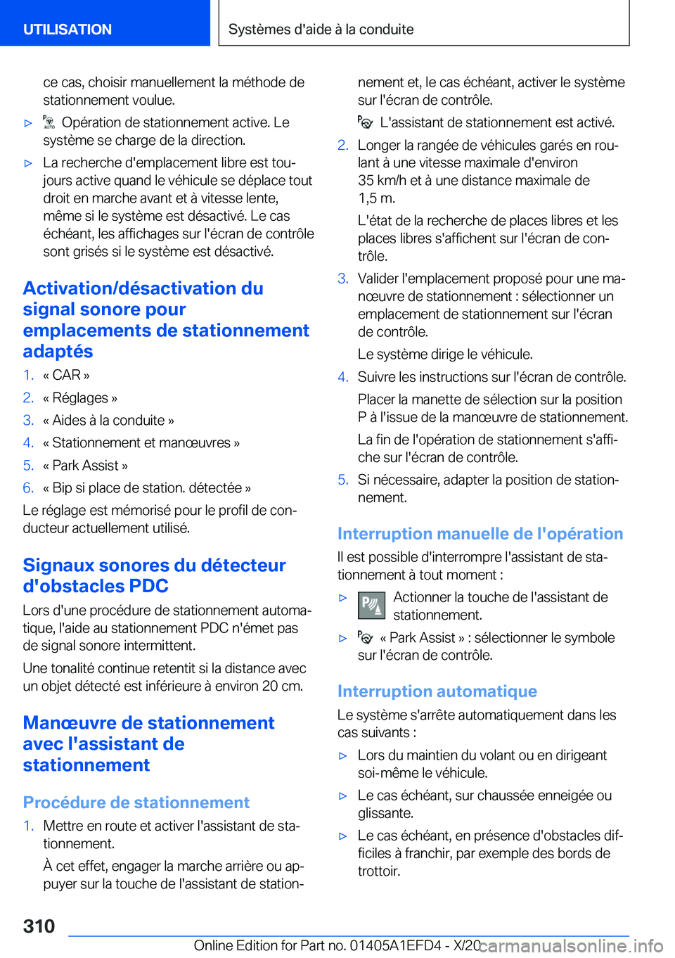 BMW X7 2021  Notices Demploi (in French) �c�e��c�a�s�,��c�h�o�i�s�i�r��m�a�n�u�e�l�l�e�m�e�n�t��l�a��m�é�t�h�o�d�e��d�e�s�t�a�t�i�o�n�n�e�m�e�n�t��v�o�u�l�u�e�.'x���O�p�é�r�a�t�i�o�n��d�e��s�t�a�t�i�o�n�n�e�m�e�n�t��a�c�t�i