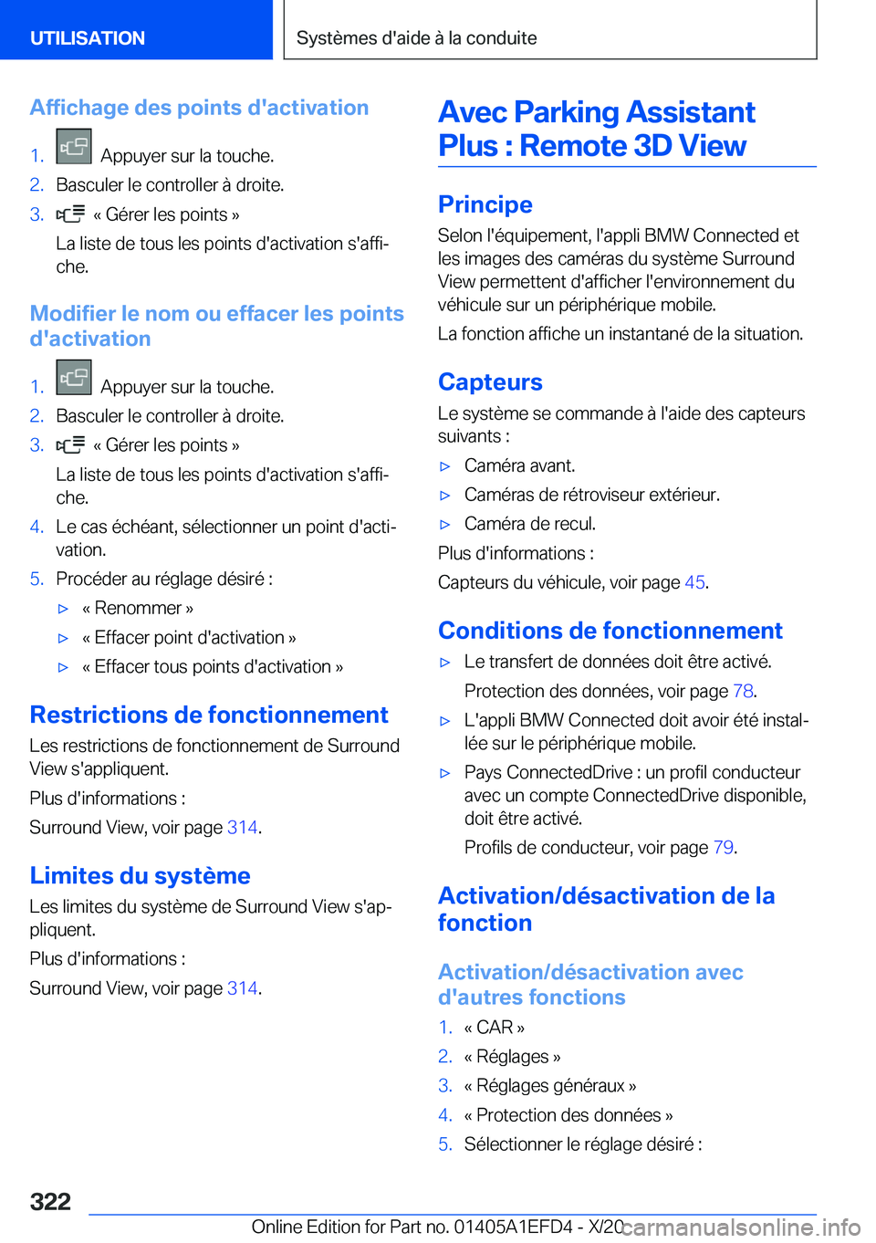 BMW X7 2021  Notices Demploi (in French) �A�f�f�i�c�h�a�g�e��d�e�s��p�o�i�n�t�s��d�'�a�c�t�i�v�a�t�i�o�n�1�.���A�p�p�u�y�e�r��s�u�r��l�a��t�o�u�c�h�e�.�2�.�B�a�s�c�u�l�e�r��l�e��c�o�n�t�r�o�l�l�e�r��