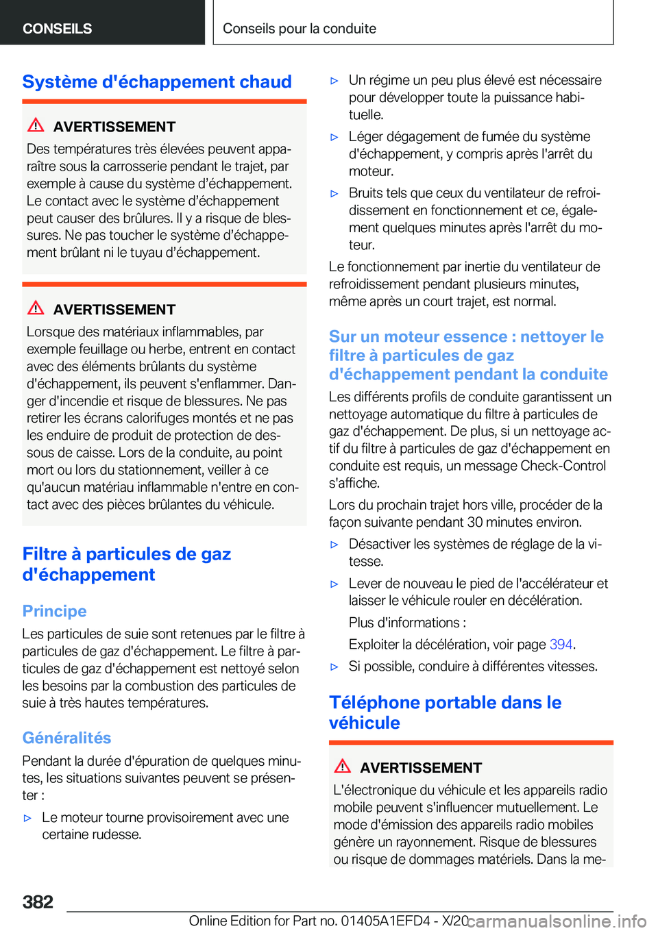 BMW X7 2021  Notices Demploi (in French) �S�y�s�t�è�m�e��d�'�é�c�h�a�p�p�e�m�e�n�t��c�h�a�u�d
�A�V�E�R�T�I�S�S�E�M�E�N�T
�D�e�s��t�e�m�p�é�r�a�t�u�r�e�s��t�r�è�s��é�l�e�v�é�e�s��p�e�u�v�e�n�t��a�p�p�aj
�r�a�