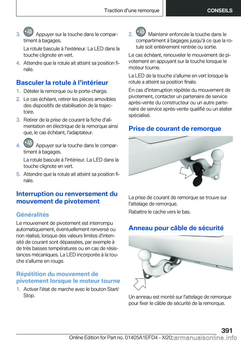 BMW X7 2021  Notices Demploi (in French) �3�.���A�p�p�u�y�e�r��s�u�r��l�a��t�o�u�c�h�e��d�a�n�s��l�e��c�o�m�p�a�rj
�t�i�m�e�n�t��