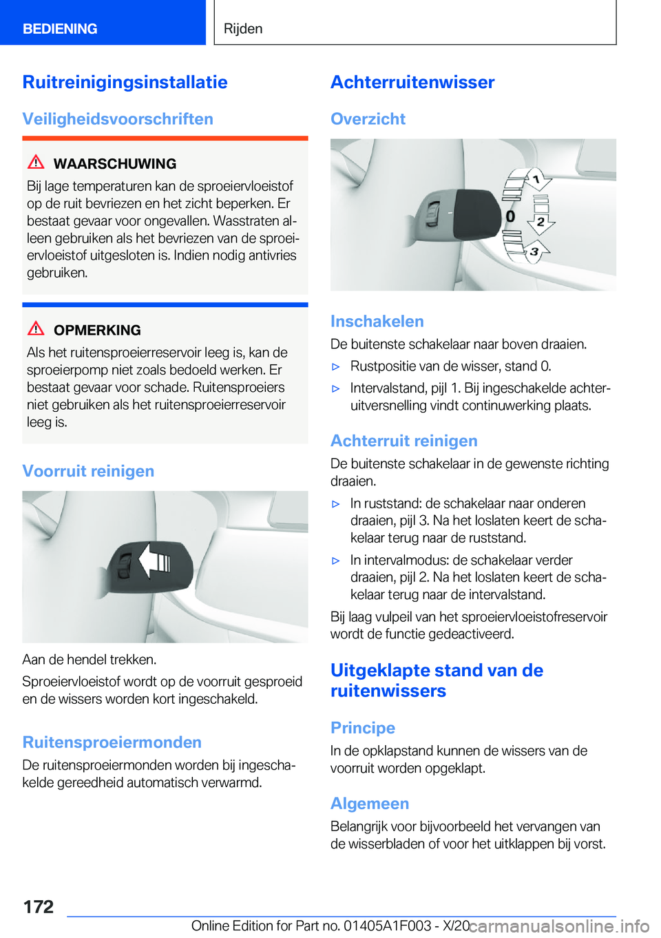 BMW X7 2021  Instructieboekjes (in Dutch) �R�u�i�t�r�e�i�n�i�g�i�n�g�s�i�n�s�t�a�l�l�a�t�i�e
�V�e�i�l�i�g�h�e�i�d�s�v�o�o�r�s�c�h�r�i�f�t�e�n
�W�A�A�R�S�C�H�U�W�I�N�G
�B�i�j��l�a�g�e��t�e�m�p�e�r�a�t�u�r�e�n��k�a�n��d�e��s�p�r�o�e�i�e�r�