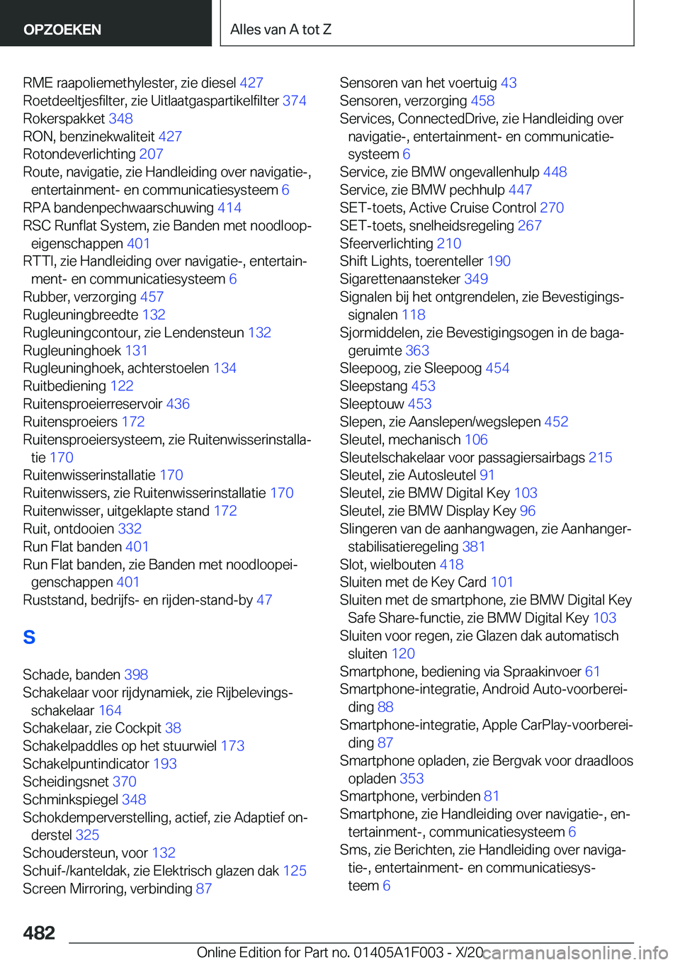 BMW X7 2021  Instructieboekjes (in Dutch) �R�M�E��r�a�a�p�o�l�i�e�m�e�t�h�y�l�e�s�t�e�r�,��z�i�e��d�i�e�s�e�l��4�2�7�
�R�o�e�t�d�e�e�l�t�j�e�s�f�i�l�t�e�r�,��z�i�e��U�i�t�l�a�a�t�g�a�s�p�a�r�t�i�k�e�l�f�i�l�t�e�r� �3�7�4�
�R�o�k�e�r�