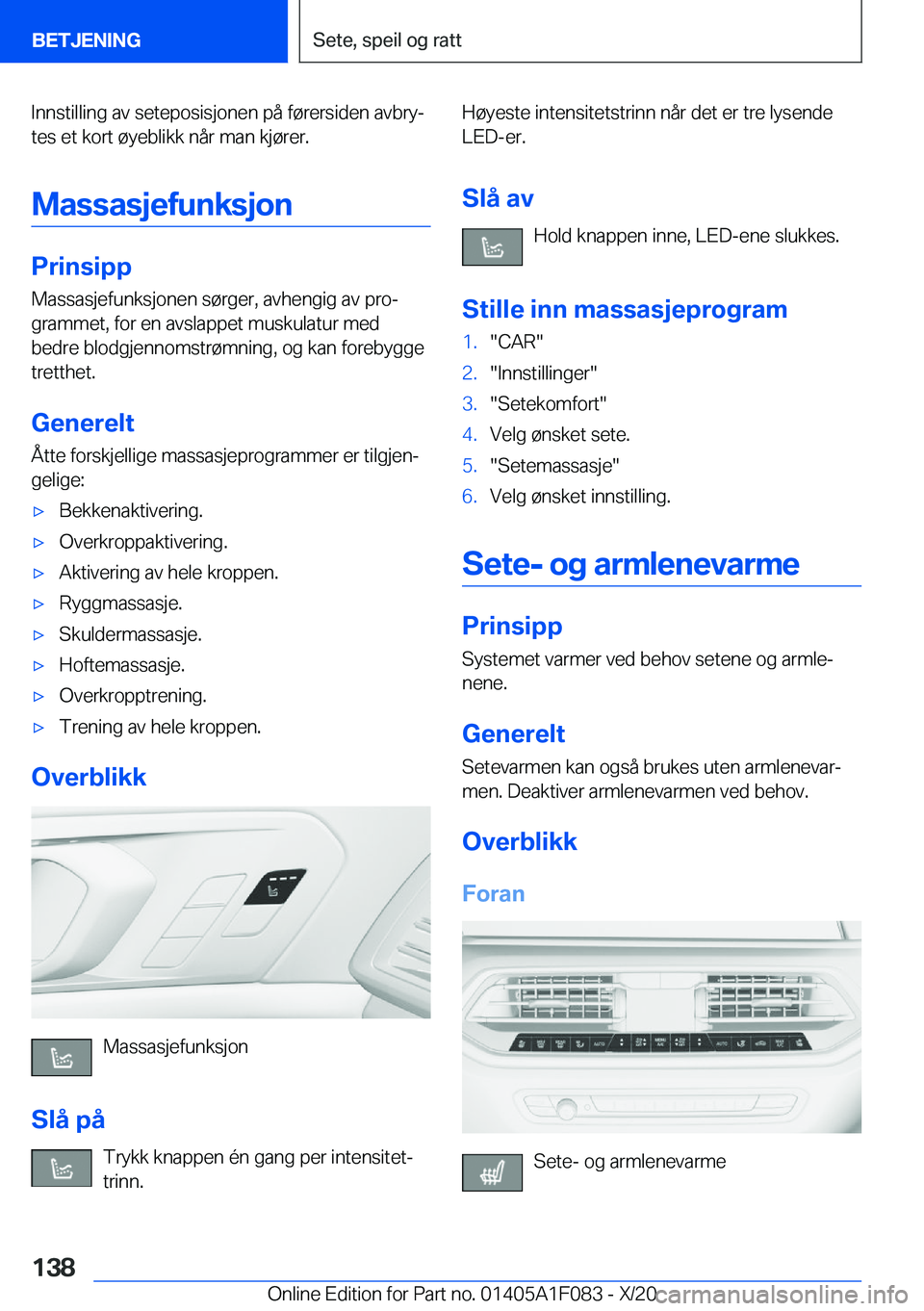 BMW X7 2021  InstruksjonsbØker (in Norwegian) �I�n�n�s�t�i�l�l�i�n�g��a�v��s�e�t�e�p�o�s�i�s�j�o�n�e�n��p�å��f�