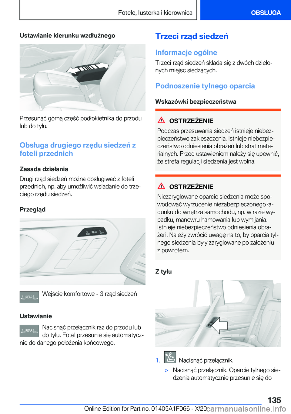 BMW X7 2021  Instrukcja obsługi (in Polish) �U�s�t�a�w�i�a�n�i�e��k�i�e�r�u�n�k�u��w�z�d�ł�u9�n�e�g�o
�P�r�z�e�s�u�n�