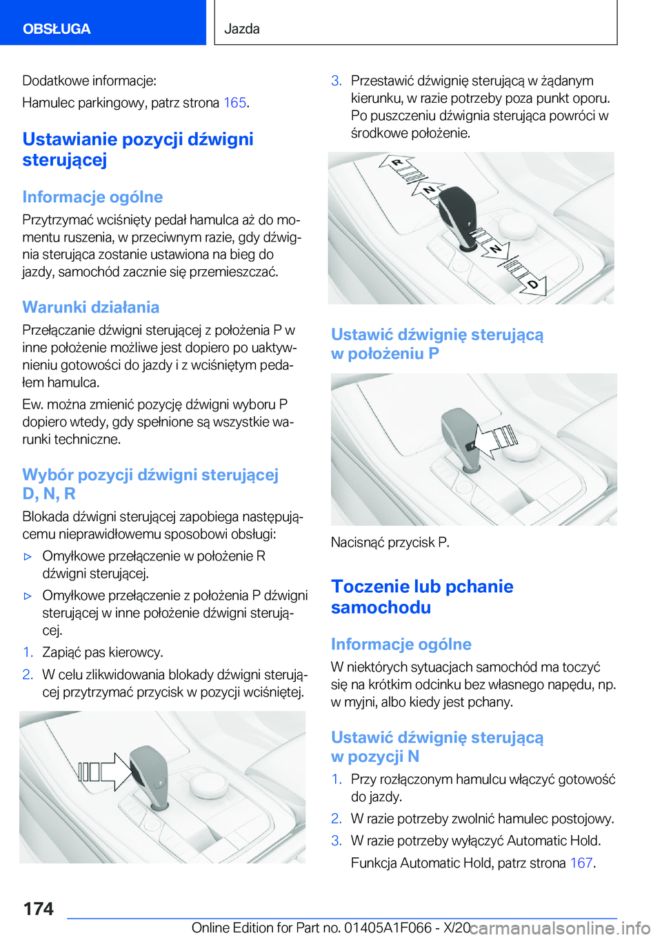 BMW X7 2021  Instrukcja obsługi (in Polish) �D�o�d�a�t�k�o�w�e��i�n�f�o�r�m�a�c�j�e�:
�H�a�m�u�l�e�c��p�a�r�k�i�n�g�o�w�y�,��p�a�t�r�z��s�t�r�o�n�a� �1�6�5�.
�U�s�t�a�w�i�a�n�i�e��p�o�z�y�c�j�i��d7�w�i�g�n�i
�s�t�e�r�u�j�ą�c�e�j
�I�n�f