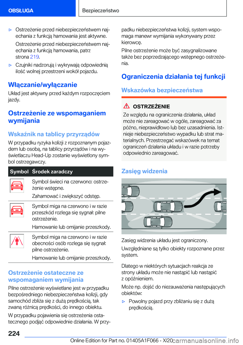 BMW X7 2021  Instrukcja obsługi (in Polish) 'x�O�s�t�r�z�e9�e�n�i�e��p�r�z�e�d��n�i�e�b�e�z�p�i�e�c�z�e�