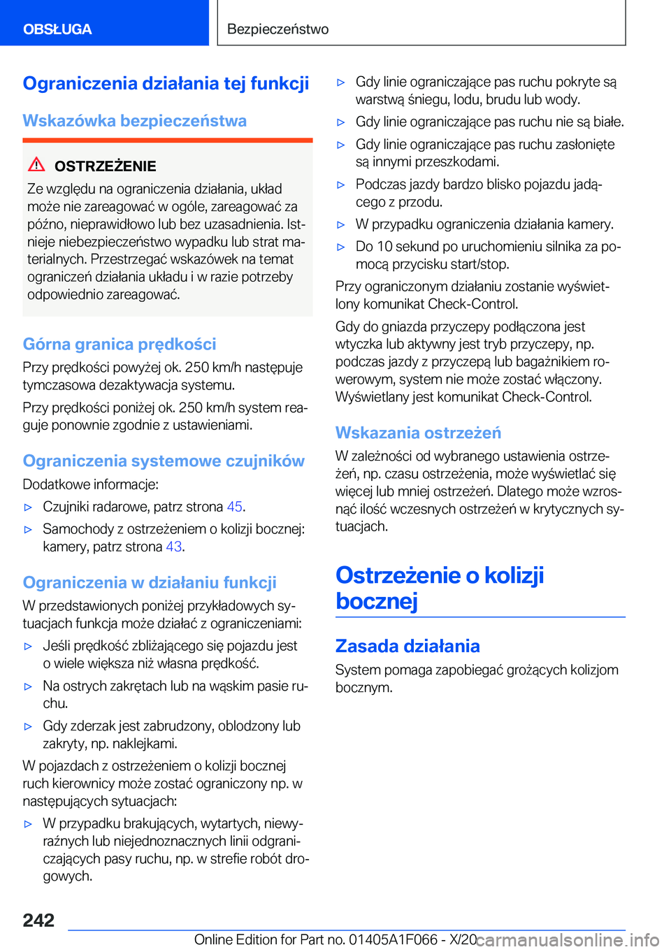BMW X7 2021  Instrukcja obsługi (in Polish) �O�g�r�a�n�i�c�z�e�n�i�a��d�z�i�a�ł�a�n�i�a��t�e�j��f�u�n�k�c�j�i�W�s�k�a�z�