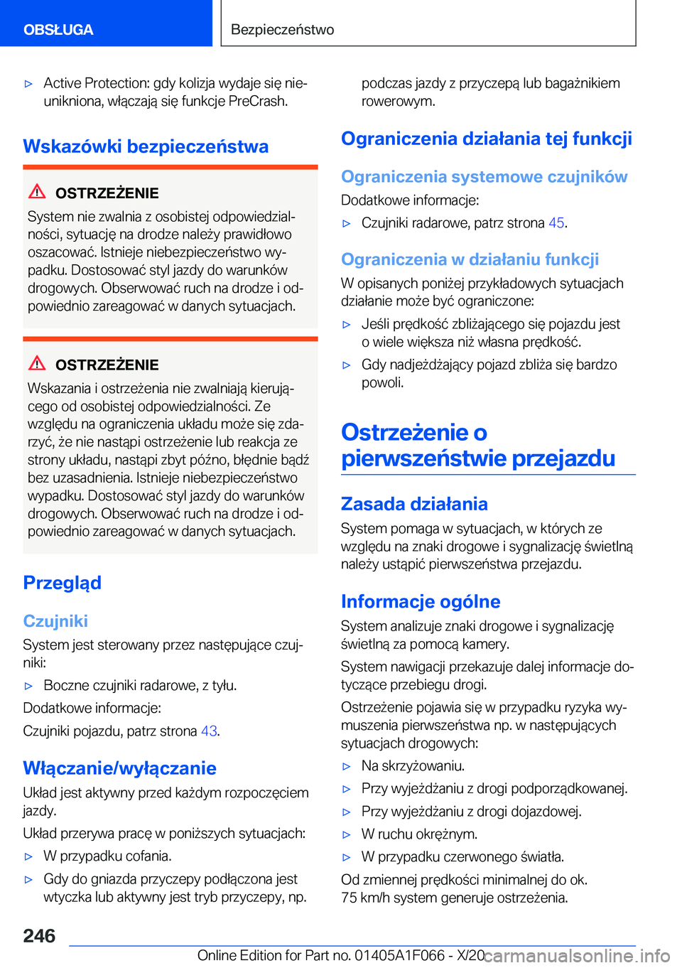 BMW X7 2021  Instrukcja obsługi (in Polish) 'x�A�c�t�i�v�e��P�r�o�t�e�c�t�i�o�n�:��g�d�y��k�o�l�i�z�j�a��w�y�d�a�j�e��s�i�