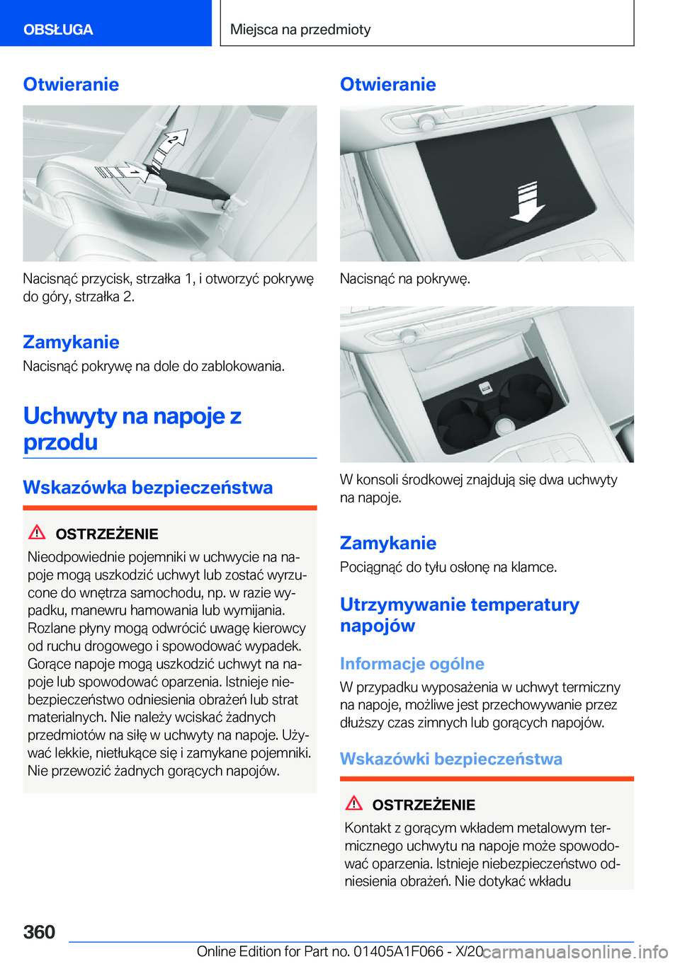 BMW X7 2021  Instrukcja obsługi (in Polish) �O�t�w�i�e�r�a�n�i�e
�N�a�c�i�s�n�