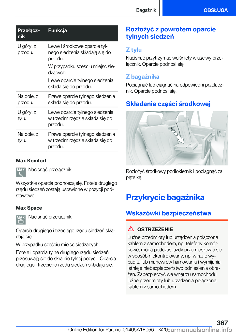 BMW X7 2021  Instrukcja obsługi (in Polish) �P�r�z�e�ł�ą�c�zj
�n�i�k�F�u�n�k�c�j�a�U��g�