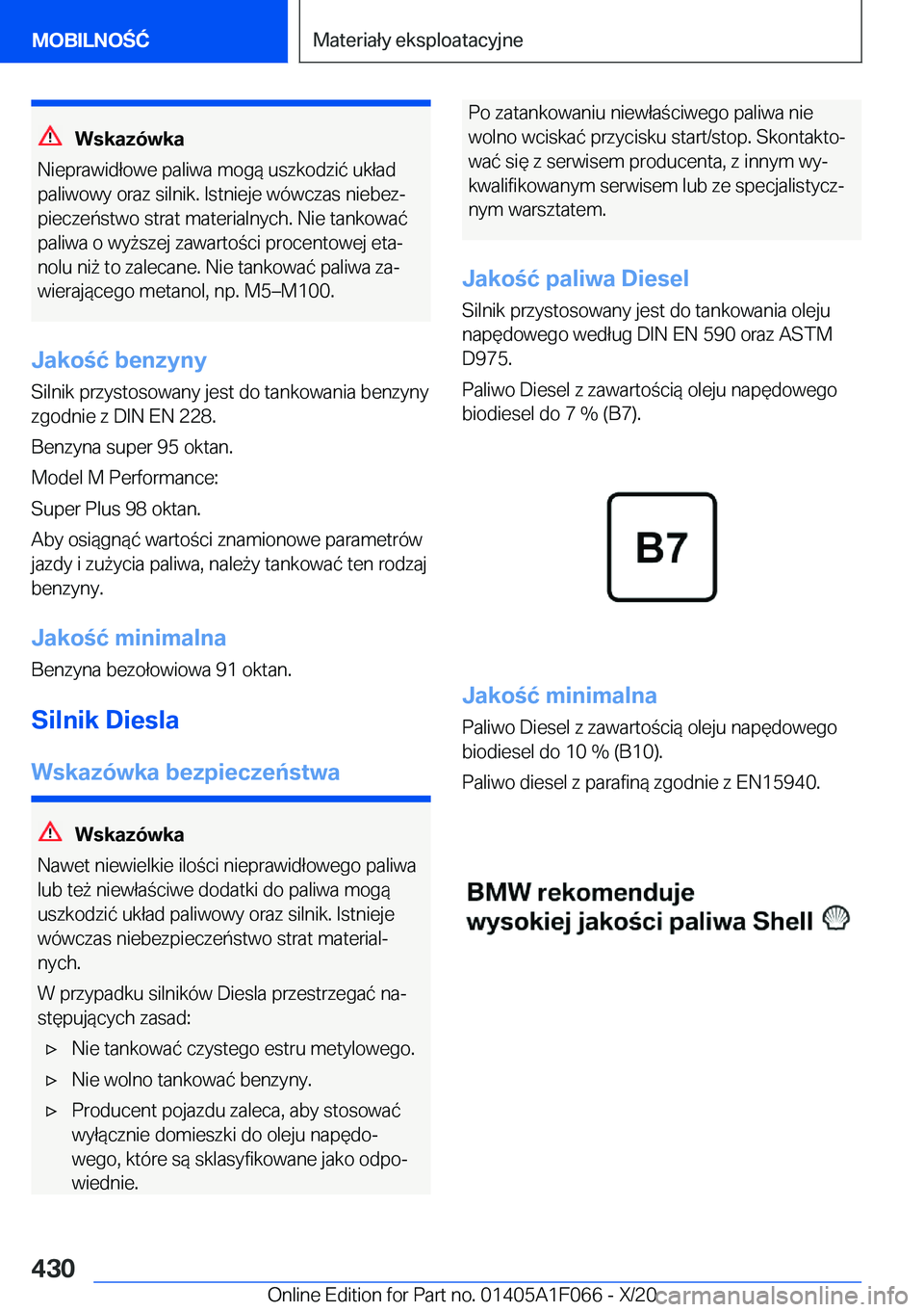 BMW X7 2021  Instrukcja obsługi (in Polish) �W�s�k�a�z�