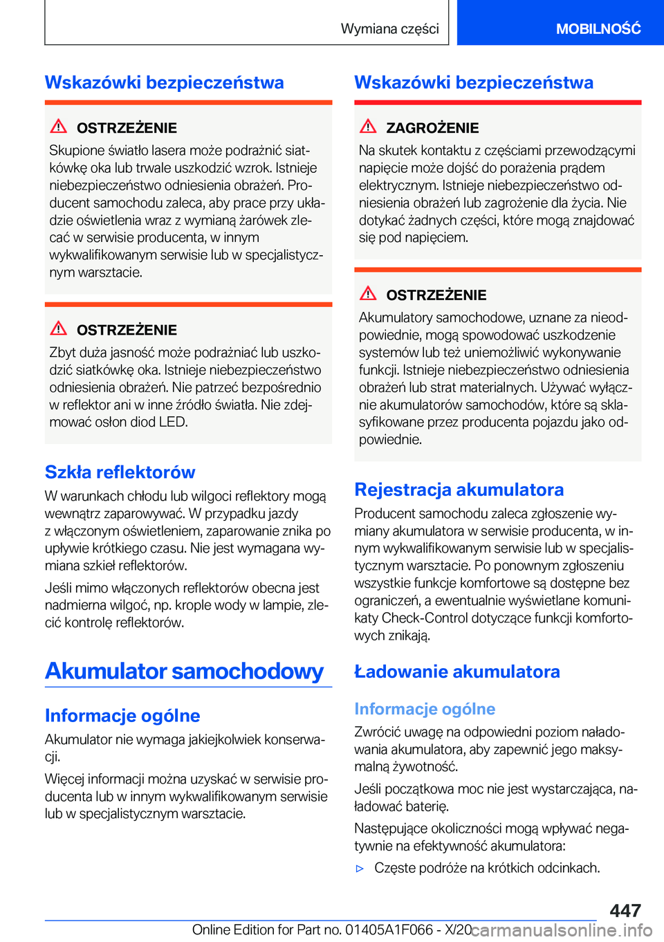 BMW X7 2021  Instrukcja obsługi (in Polish) �W�s�k�a�z�