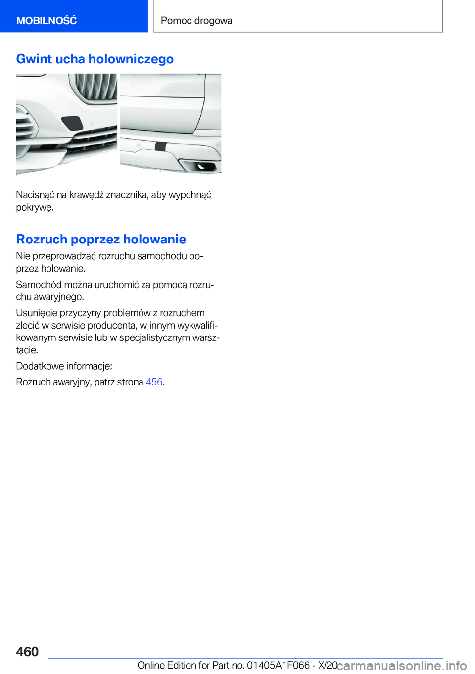 BMW X7 2021  Instrukcja obsługi (in Polish) �G�w�i�n�t��u�c�h�a��h�o�l�o�w�n�i�c�z�e�g�o
�N�a�c�i�s�n�
