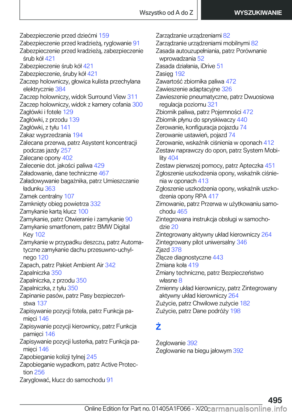 BMW X7 2021  Instrukcja obsługi (in Polish) �Z�a�b�e�z�p�i�e�c�z�e�n�i�e��p�r�z�e�d��d�z�i�e�