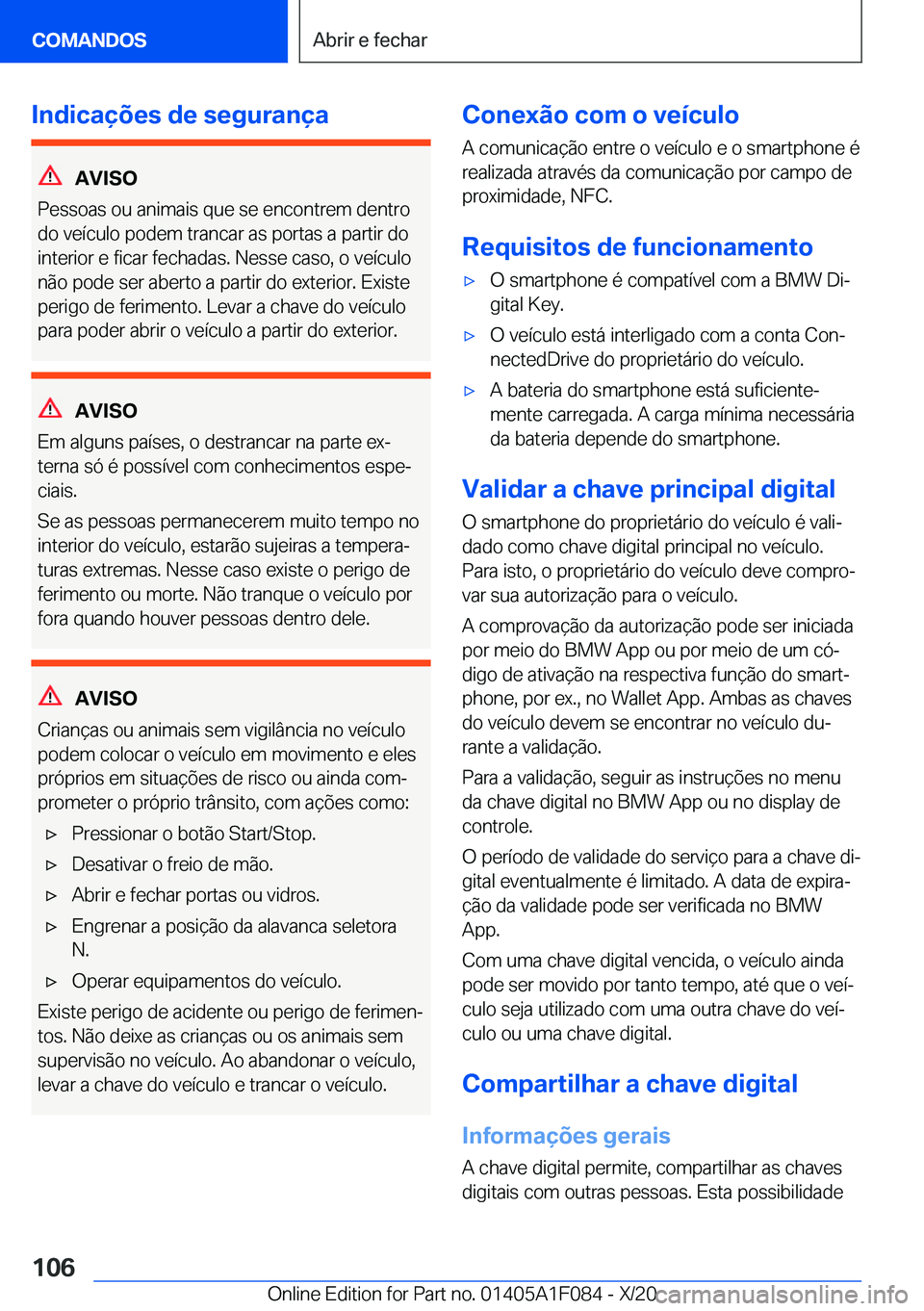 BMW X7 2021  Manual do condutor (in Portuguese) �I�n�d�i�c�a�