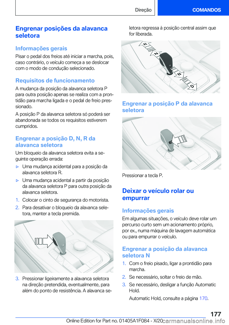 BMW X7 2021  Manual do condutor (in Portuguese) �E�n�g�r�e�n�a�r��p�o�s�i�