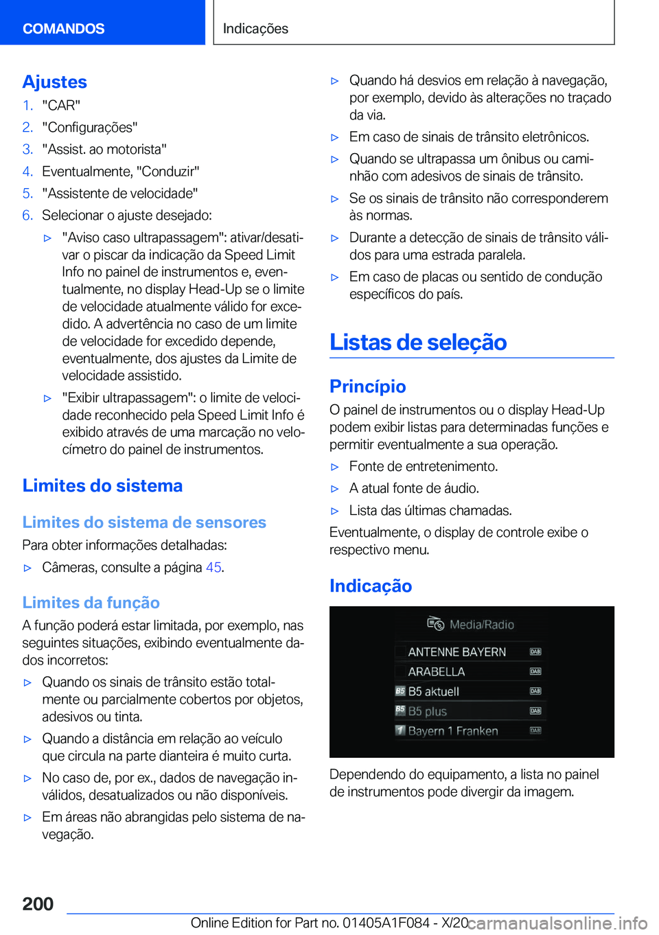 BMW X7 2021  Manual do condutor (in Portuguese) �A�j�u�s�t�e�s�1�.��C�A�R��2�.��C�o�n�f�i�g�u�r�a�