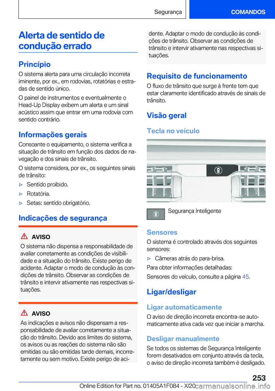 BMW X7 2021  Manual do condutor (in Portuguese) �A�l�e�r�t�a��d�e��s�e�n�t�i�d�o��d�e�c�o�n�d�u�