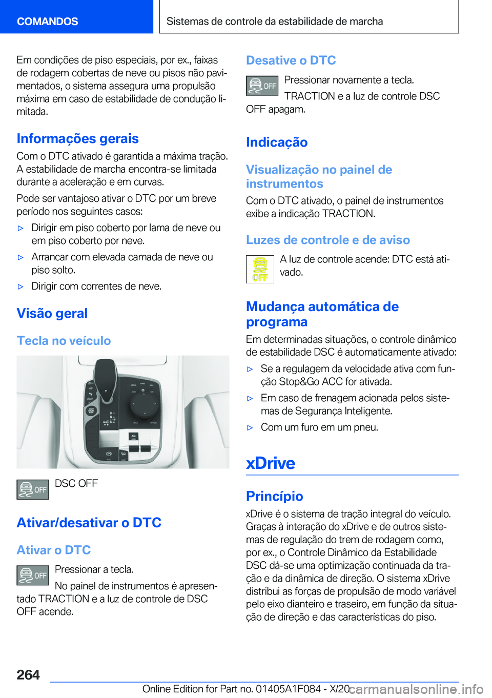 BMW X7 2021  Manual do condutor (in Portuguese) �E�m��c�o�n�d�i�