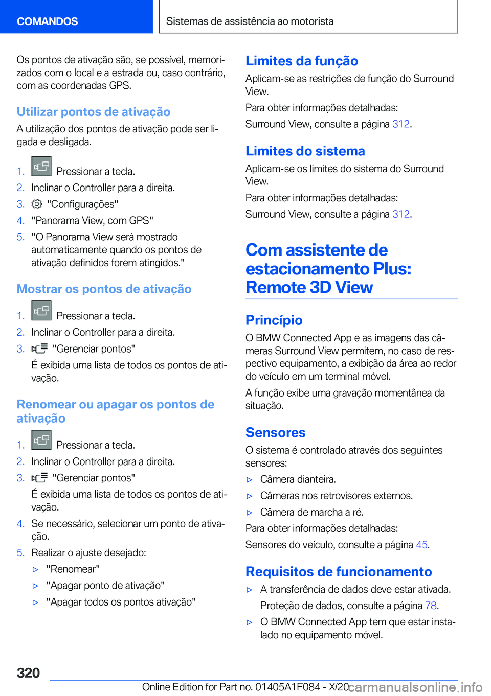 BMW X7 2021  Manual do condutor (in Portuguese) �O�s��p�o�n�t�o�s��d�e��a�t�i�v�a�